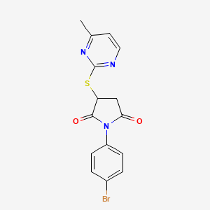 molecular formula C15H12BrN3O2S B3990567 1-(4-Bromo-phenyl)-3-(4-methyl-pyrimidin-2-ylsulfanyl)-pyrrolidine-2,5-dione 