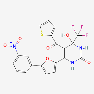 4-hydroxy-6-[5-(3-nitrophenyl)furan-2-yl]-5-(thiophene-2-carbonyl)-4-(trifluoromethyl)-1,3-diazinan-2-one