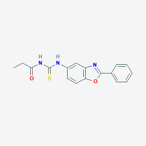 molecular formula C17H15N3O2S B399061 N-[(2-phenyl-1,3-benzoxazol-5-yl)carbamothioyl]propanamide 