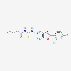 molecular formula C19H17ClFN3O2S B399062 N-{[2-(2-chloro-4-fluorophenyl)-1,3-benzoxazol-5-yl]carbamothioyl}pentanamide 