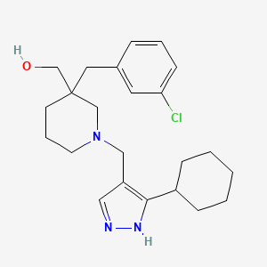 {3-(3-chlorobenzyl)-1-[(3-cyclohexyl-1H-pyrazol-4-yl)methyl]-3-piperidinyl}methanol