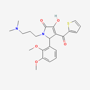 molecular formula C22H26N2O5S B3990659 (4E)-5-(2,3-dimethoxyphenyl)-1-[3-(dimethylamino)propyl]-4-[hydroxy(thiophen-2-yl)methylidene]pyrrolidine-2,3-dione 