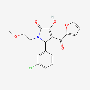 molecular formula C18H16ClNO5 B3990663 (4E)-5-(3-chlorophenyl)-4-[furan-2-yl(hydroxy)methylidene]-1-(2-methoxyethyl)pyrrolidine-2,3-dione 