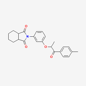 molecular formula C24H25NO4 B3990671 2-(3-{[1-(4-methylphenyl)-1-oxopropan-2-yl]oxy}phenyl)hexahydro-1H-isoindole-1,3(2H)-dione 