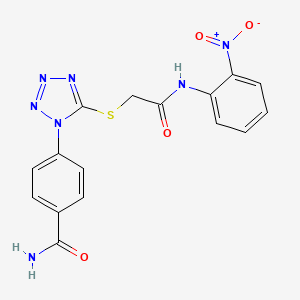 molecular formula C16H13N7O4S B3990739 4-[5-({[(2-NITROPHENYL)CARBAMOYL]METHYL}SULFANYL)-1H-1,2,3,4-TETRAZOL-1-YL]BENZAMIDE 