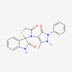 molecular formula C21H18N4O3S B3990754 3'-(1,5-DIMETHYL-3-OXO-2-PHENYL-2,3-DIHYDRO-1H-PYRAZOL-4-YL)-1,2-DIHYDROSPIRO[INDOLE-3,2'-[1,3]THIAZOLIDINE]-2,4'-DIONE 