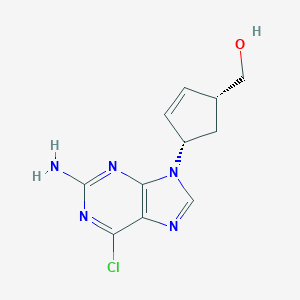 molecular formula C11H12ClN5O B039908 ((1R,4S)-4-(2-Amino-6-chloro-9H-purin-9-yl)cyclopent-2-en-1-yl)methanol CAS No. 118237-87-9