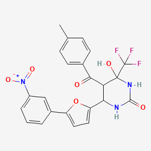 4-Hydroxy-5-(4-methylbenzoyl)-6-[5-(3-nitrophenyl)furan-2-yl]-4-(trifluoromethyl)-1,3-diazinan-2-one