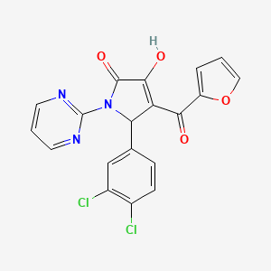 molecular formula C19H11Cl2N3O4 B3990855 (4E)-5-(3,4-dichlorophenyl)-4-[furan-2-yl(hydroxy)methylidene]-1-(pyrimidin-2-yl)pyrrolidine-2,3-dione 