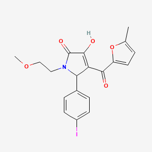 molecular formula C19H18INO5 B3990886 (4E)-4-[hydroxy(5-methylfuran-2-yl)methylidene]-5-(4-iodophenyl)-1-(2-methoxyethyl)pyrrolidine-2,3-dione 