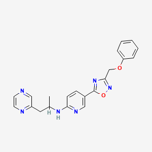 molecular formula C21H20N6O2 B3990911 N-[1-methyl-2-(2-pyrazinyl)ethyl]-5-[3-(phenoxymethyl)-1,2,4-oxadiazol-5-yl]-2-pyridinamine 