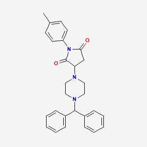 molecular formula C28H29N3O2 B3990965 3-[4-(Diphenylmethyl)piperazin-1-yl]-1-(4-methylphenyl)pyrrolidine-2,5-dione 