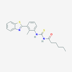 molecular formula C21H23N3OS2 B399097 N-{[3-(1,3-benzothiazol-2-yl)-2-methylphenyl]carbamothioyl}hexanamide 