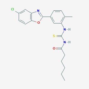 molecular formula C21H22ClN3O2S B399098 N-{[5-(5-chloro-1,3-benzoxazol-2-yl)-2-methylphenyl]carbamothioyl}hexanamide 
