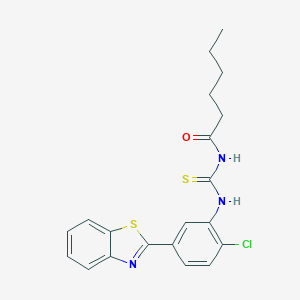 molecular formula C20H20ClN3OS2 B399099 N-{[5-(1,3-benzothiazol-2-yl)-2-chlorophenyl]carbamothioyl}hexanamide 