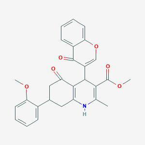 molecular formula C28H25NO6 B3990991 methyl 7-(2-methoxyphenyl)-2-methyl-5-oxo-4-(4-oxo-4H-chromen-3-yl)-1,4,5,6,7,8-hexahydroquinoline-3-carboxylate 