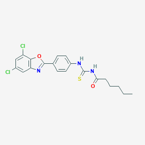 molecular formula C20H19Cl2N3O2S B399104 N-[4-(5,7-dichloro-1,3-benzoxazol-2-yl)phenyl]-N'-hexanoylthiourea 