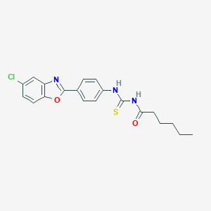 molecular formula C20H20ClN3O2S B399108 N-{[4-(5-chloro-1,3-benzoxazol-2-yl)phenyl]carbamothioyl}hexanamide 