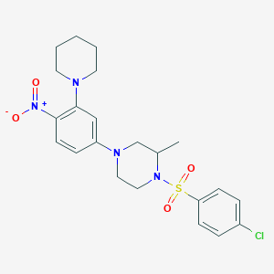 molecular formula C22H27ClN4O4S B3991087 1-(4-CHLOROBENZENESULFONYL)-2-METHYL-4-[4-NITRO-3-(PIPERIDIN-1-YL)PHENYL]PIPERAZINE 