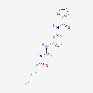 molecular formula C18H21N3O3S B399109 N-{3-[(hexanoylcarbamothioyl)amino]phenyl}furan-2-carboxamide 