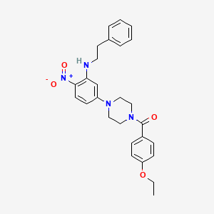 molecular formula C27H30N4O4 B3991130 5-[4-(4-ETHOXYBENZOYL)PIPERAZIN-1-YL]-2-NITRO-N-(2-PHENYLETHYL)ANILINE 