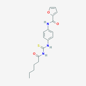 molecular formula C18H21N3O3S B399116 N-[4-[[(1-oxohexylamino)-sulfanylidenemethyl]amino]phenyl]-2-furancarboxamide 