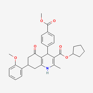 Cyclopentyl 4-[4-(methoxycarbonyl)phenyl]-7-(2-methoxyphenyl)-2-methyl-5-oxo-1,4,5,6,7,8-hexahydroquinoline-3-carboxylate