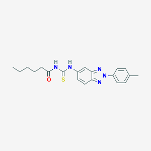 molecular formula C20H23N5OS B399117 N-{[2-(4-methylphenyl)-2H-benzotriazol-5-yl]carbamothioyl}hexanamide 