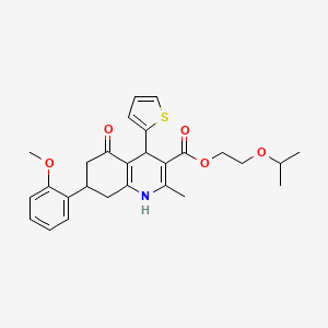 2-(Propan-2-yloxy)ethyl 7-(2-methoxyphenyl)-2-methyl-5-oxo-4-(thiophen-2-yl)-1,4,5,6,7,8-hexahydroquinoline-3-carboxylate