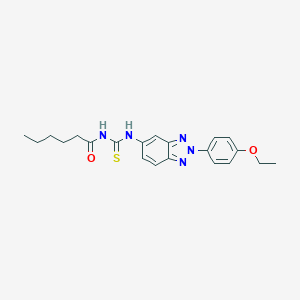molecular formula C21H25N5O2S B399119 N-[[2-(4-ethoxyphenyl)benzotriazol-5-yl]carbamothioyl]hexanamide CAS No. 490015-87-7