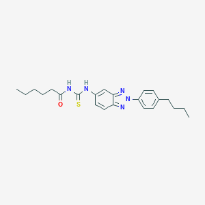 molecular formula C23H29N5OS B399122 N-{[2-(4-butylphenyl)-2H-benzotriazol-5-yl]carbamothioyl}hexanamide 