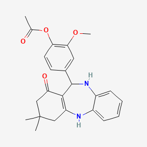 4-(3,3-dimethyl-1-oxo-2,3,4,5,10,11-hexahydro-1H-dibenzo[b,e][1,4]diazepin-11-yl)-2-methoxyphenyl acetate