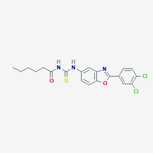 molecular formula C20H19Cl2N3O2S B399124 N-{[2-(3,4-dichlorophenyl)-1,3-benzoxazol-5-yl]carbamothioyl}hexanamide 