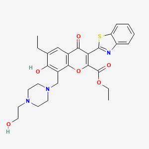 ethyl 3-(1,3-benzothiazol-2-yl)-6-ethyl-7-hydroxy-8-{[4-(2-hydroxyethyl)-1-piperazinyl]methyl}-4-oxo-4H-chromene-2-carboxylate