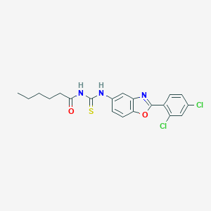molecular formula C20H19Cl2N3O2S B399126 N-[2-(2,4-dichlorophenyl)-1,3-benzoxazol-5-yl]-N'-hexanoylthiourea 