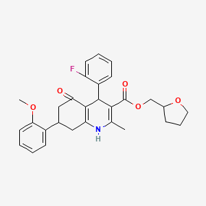 Tetrahydrofuran-2-ylmethyl 4-(2-fluorophenyl)-7-(2-methoxyphenyl)-2-methyl-5-oxo-1,4,5,6,7,8-hexahydroquinoline-3-carboxylate