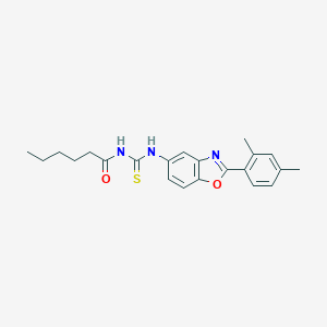 molecular formula C22H25N3O2S B399128 N-[2-(2,4-dimethylphenyl)-1,3-benzoxazol-5-yl]-N'-hexanoylthiourea 