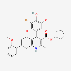 Cyclopentyl 4-(3-bromo-4-hydroxy-5-methoxyphenyl)-7-(2-methoxyphenyl)-2-methyl-5-oxo-1,4,5,6,7,8-hexahydroquinoline-3-carboxylate