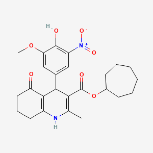 Cycloheptyl 4-(4-hydroxy-3-methoxy-5-nitrophenyl)-2-methyl-5-oxo-1,4,5,6,7,8-hexahydroquinoline-3-carboxylate