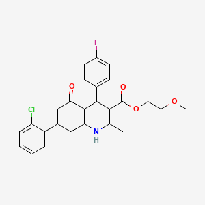 2-Methoxyethyl 7-(2-chlorophenyl)-4-(4-fluorophenyl)-2-methyl-5-oxo-1,4,5,6,7,8-hexahydroquinoline-3-carboxylate