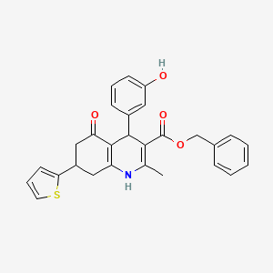 Benzyl 4-(3-hydroxyphenyl)-2-methyl-5-oxo-7-(thiophen-2-yl)-1,4,5,6,7,8-hexahydroquinoline-3-carboxylate