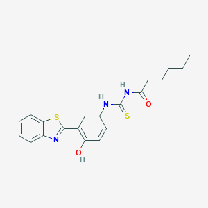 molecular formula C20H21N3O2S2 B399135 N-{[3-(1,3-benzothiazol-2-yl)-4-hydroxyphenyl]carbamothioyl}hexanamide CAS No. 401614-72-0