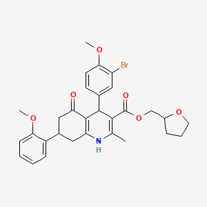 Tetrahydrofuran-2-ylmethyl 4-(3-bromo-4-methoxyphenyl)-7-(2-methoxyphenyl)-2-methyl-5-oxo-1,4,5,6,7,8-hexahydroquinoline-3-carboxylate