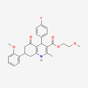 2-Methoxyethyl 4-(4-fluorophenyl)-7-(2-methoxyphenyl)-2-methyl-5-oxo-1,4,5,6,7,8-hexahydroquinoline-3-carboxylate