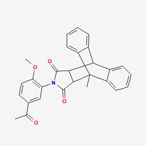 molecular formula C28H23NO4 B3991391 17-(5-acetyl-2-methoxyphenyl)-1-methyl-17-azapentacyclo[6.6.5.0~2,7~.0~9,14~.0~15,19~]nonadeca-2,4,6,9,11,13-hexaene-16,18-dione 