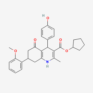 Cyclopentyl 4-(4-hydroxyphenyl)-7-(2-methoxyphenyl)-2-methyl-5-oxo-1,4,5,6,7,8-hexahydroquinoline-3-carboxylate