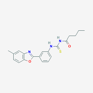 molecular formula C20H21N3O2S B399143 N-[3-(5-methyl-1,3-benzoxazol-2-yl)phenyl]-N'-pentanoylthiourea 
