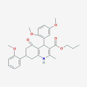 Propyl 4-(2,5-dimethoxyphenyl)-7-(2-methoxyphenyl)-2-methyl-5-oxo-1,4,5,6,7,8-hexahydroquinoline-3-carboxylate