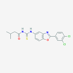 molecular formula C19H17Cl2N3O2S B399147 N-{[2-(3,4-dichlorophenyl)-1,3-benzoxazol-5-yl]carbamothioyl}-3-methylbutanamide 