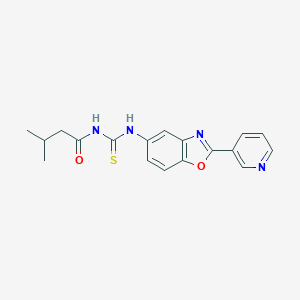 molecular formula C18H18N4O2S B399149 3-methyl-N-{[2-(pyridin-3-yl)-1,3-benzoxazol-5-yl]carbamothioyl}butanamide 